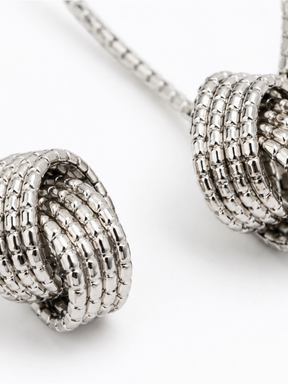 Silver Tone Oval Knot Drop Earrings Textured Statement Dangle Earrings NWT - Picture 4 of 5